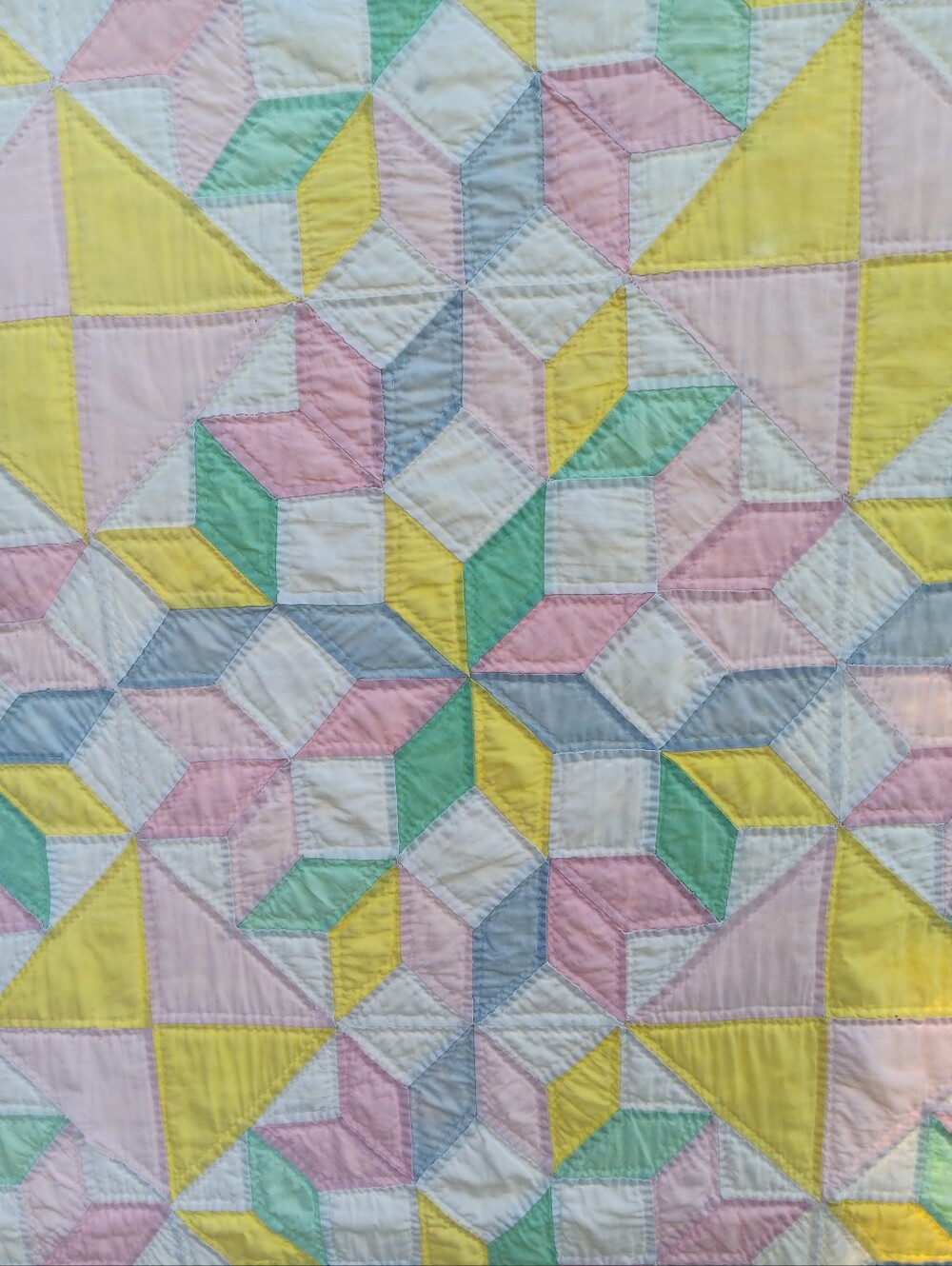 Antique Handstitched Pastel Patchwork Quilt - Picture 6 of 13